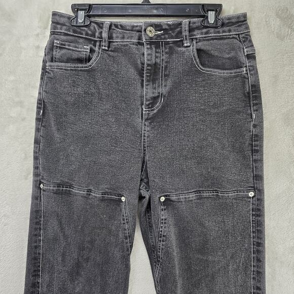 Hot Topic Double Knee Jeans Mens 30x30 Black Straight Carpenter Pants Grunge - Picture 2 of 13